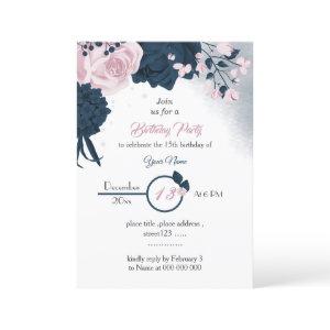 elegant navy & pink flowers birthday