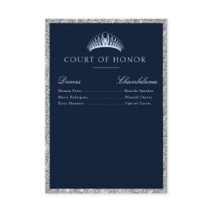 Elegant navy & silver court of honor card