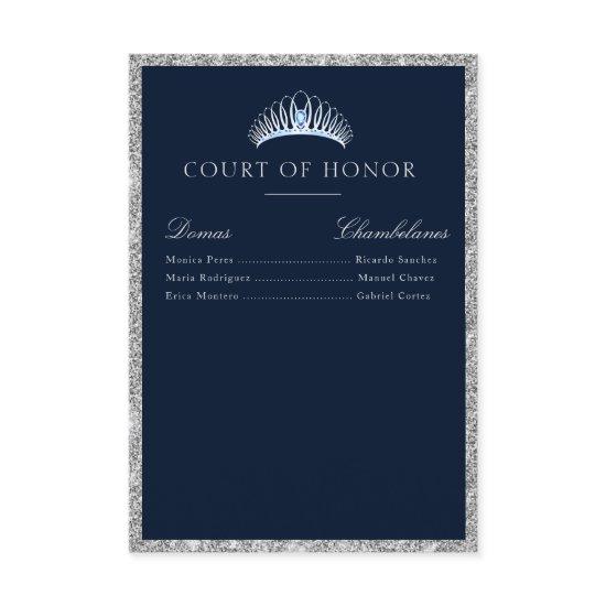 Elegant navy & silver court of honor card