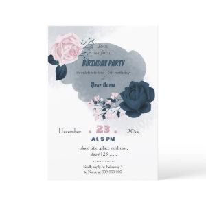 elegant navy & white flowers birthday
