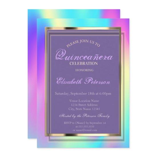Elegant Ombre Holographic Quinceañera