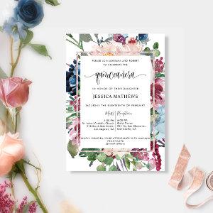 Elegant Pastel Tone Watercolor Floral Quinceañera