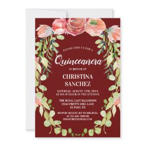 Elegant Peach Garden Floral Quinceañera Birthday