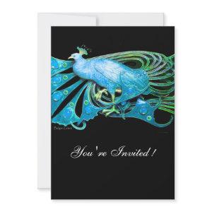 ELEGANT PEACOCK AQUA BLUE BLACK TEAL WEDDING PARTY
