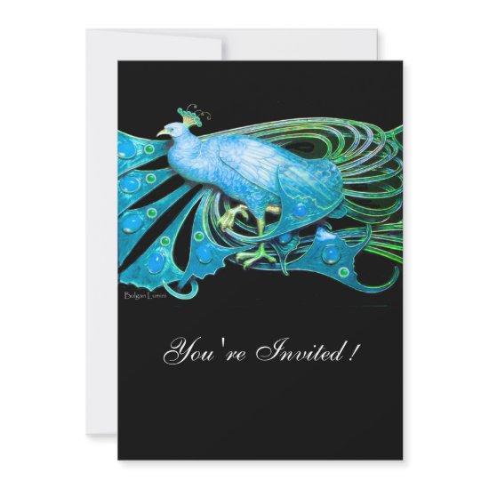 ELEGANT PEACOCK AQUA BLUE BLACK TEAL WEDDING PARTY