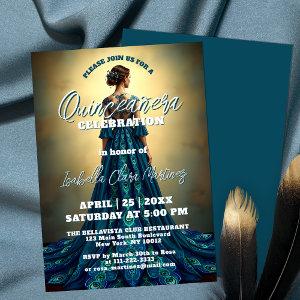Elegant Peacock Dress Quinceañera Celebration