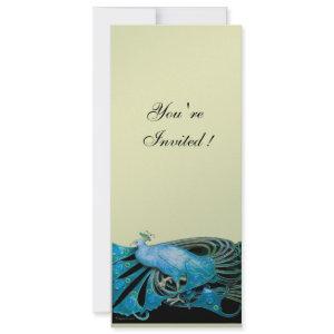 ELEGANT PEACOCK IN BLUE ,BLACK. SILVER METALLIC