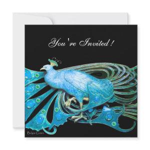 ELEGANT PEACOCK IN BLUE  BLACK TEAL WEDDING PARTY