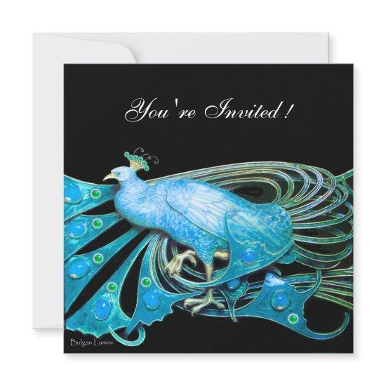 ELEGANT PEACOCK IN BLUE  BLACK TEAL WEDDING PARTY