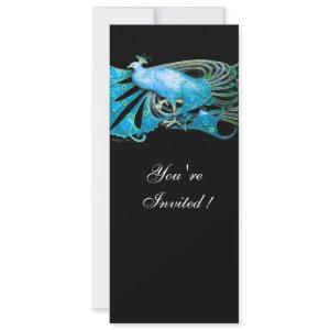 ELEGANT PEACOCK IN BLUE  BLACK TEAL WEDDING PARTY