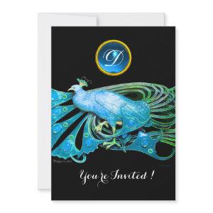 ELEGANT PEACOCK IN BLUE BLACK TEAL WEDDING PARTY