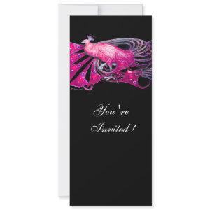 ELEGANT PEACOCK IN FUCHSIA ,PINK AND BLACK