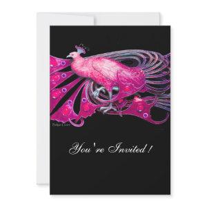 ELEGANT PEACOCK IN FUCHSIA ,PINK AND BLACK