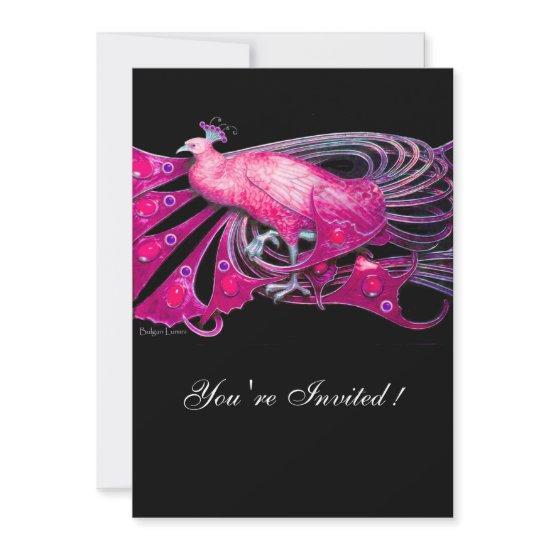 ELEGANT PEACOCK IN FUCHSIA ,PINK AND BLACK