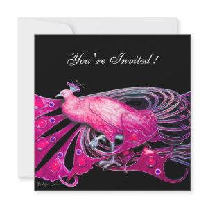 ELEGANT PEACOCK IN FUCHSIA ,PINK AND BLACK