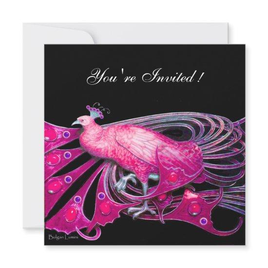 ELEGANT PEACOCK IN FUCHSIA ,PINK AND BLACK