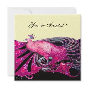 ELEGANT PEACOCK IN FUCHSIA ,PINK , BLACK AND GOLD
