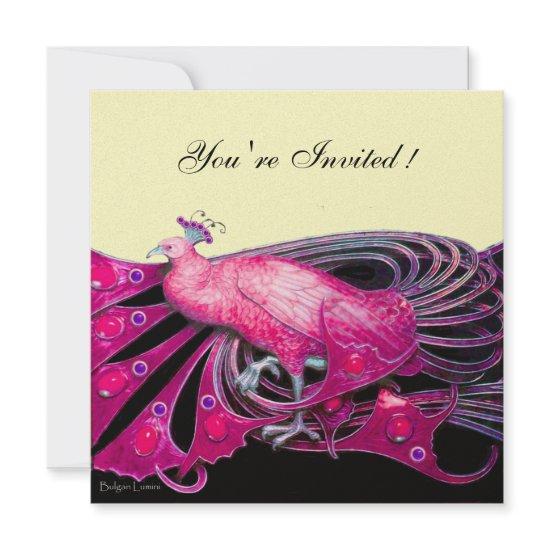 ELEGANT PEACOCK IN FUCHSIA ,PINK , BLACK AND GOLD