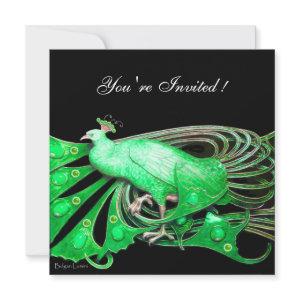 ELEGANT PEACOCK  IN GREEN AND BLACK