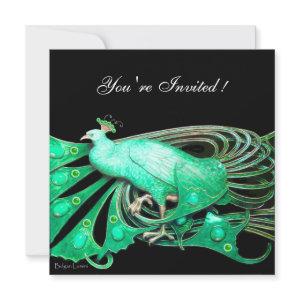 ELEGANT PEACOCK  IN GREEN AND BLACK