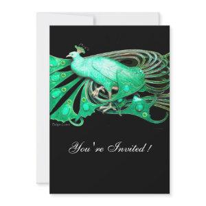ELEGANT PEACOCK  IN GREEN AND BLACK