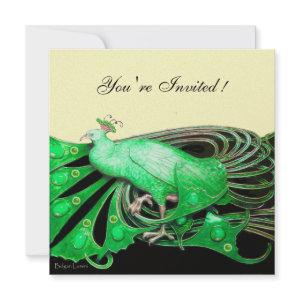 ELEGANT PEACOCK IN GREEN ,BLACK AND GOLD