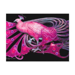 ELEGANT PEACOCK IN PINK FUCHSIA BLACK POSTCARD