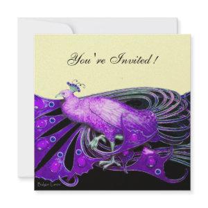 ELEGANT PEACOCK  IN PURPLE BLACK AND GOLD Metallic