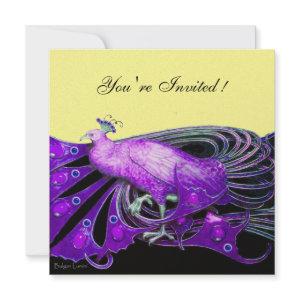 ELEGANT PEACOCK IN PURPLE BLACK AND GOLD YELLOW