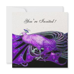 ELEGANT PEACOCK  IN PURPLE BLACK Metallic