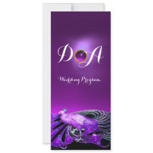 ELEGANT PEACOCK IN PURPLE,BLACK WEDDING  MONOGRAM