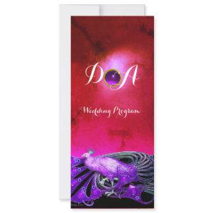 ELEGANT PEACOCK IN PURPLE,BLACK WEDDING  MONOGRAM