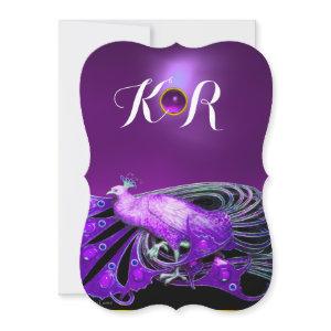 ELEGANT PEACOCK IN PURPLE,BLACK WEDDING  MONOGRAM