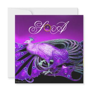 ELEGANT PEACOCK IN PURPLE,BLACK WEDDING  MONOGRAM