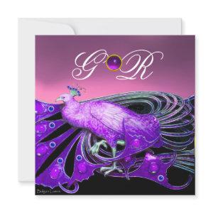 ELEGANT PEACOCK IN PURPLE, PINK WEDDING  MONOGRAM