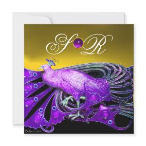 ELEGANT PEACOCK IN PURPLE,YELLOW WEDDING  MONOGRAM