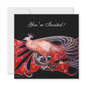 ELEGANT PEACOCK IN RED AND BLACK