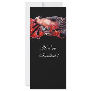 ELEGANT PEACOCK IN RED AND BLACK