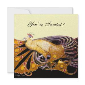 ELEGANT PEACOCK IN YELLOW BLACK AND GOLD Metallic