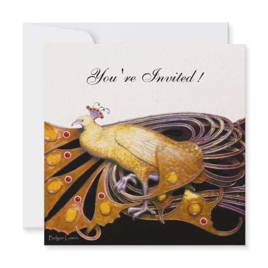ELEGANT PEACOCK IN YELLOW BLACK AND GOLD Metallic