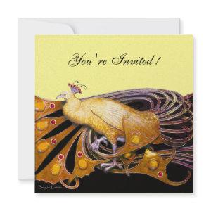 ELEGANT PEACOCK IN YELLOW BLACK AND GOLD Metallic