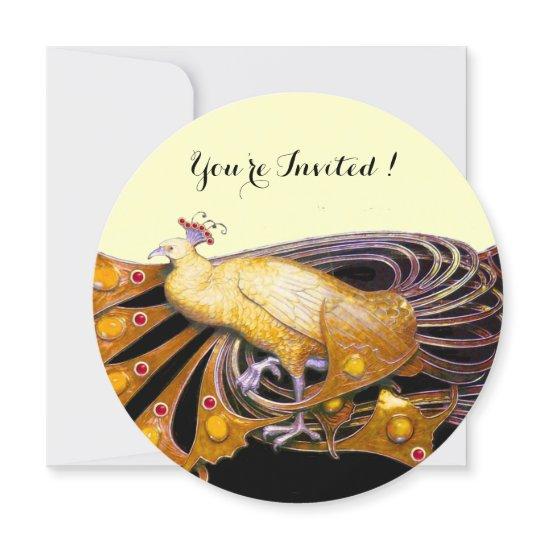 ELEGANT PEACOCK IN YELLOW BLACK CREAM CIRCLE