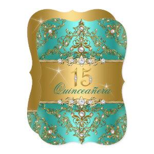 Elegant Pearl Damask Jade Quinceanera