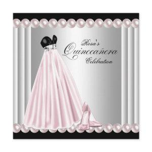 Elegant Pearl Silver Pink Quinceanera