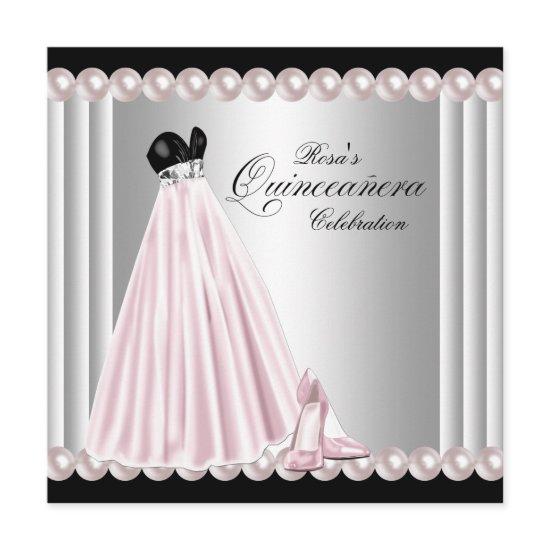 Elegant Pearl Silver Pink Quinceanera