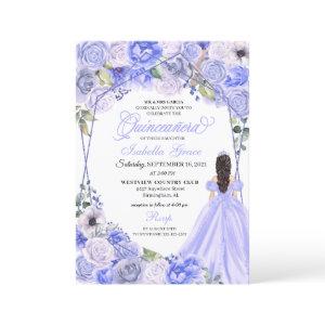 Elegant Periwinkle Blue Floral Quinceanera Invitat