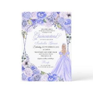 Elegant Periwinkle Blue Floral Quinceanera