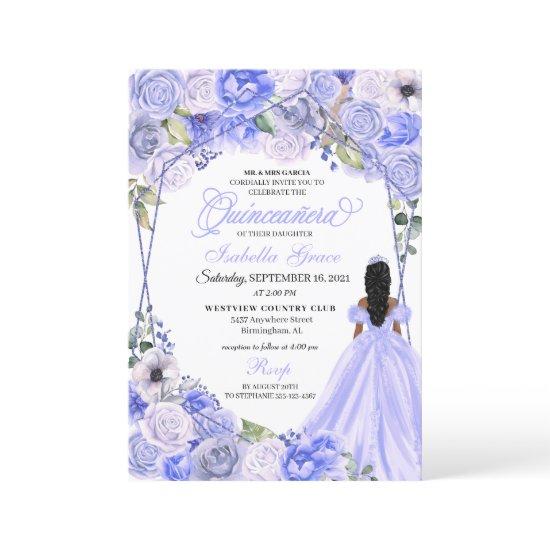 Elegant Periwinkle Blue Floral Quinceanera