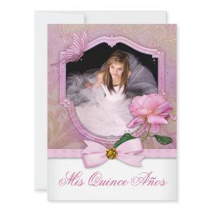 Elegant Photo Pink Butterfly Rose Quinceanera