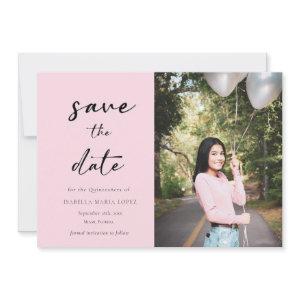 Elegant Photo Pink Quinceanera  Save the Date